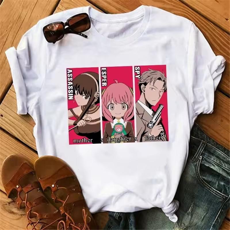 Anime Spy X Family T Shirt Wommen Japanese Harajuku Fashion Short Sleeve T-shirts Summer Tops Kawaii O-Neck Women's T-shirt Top