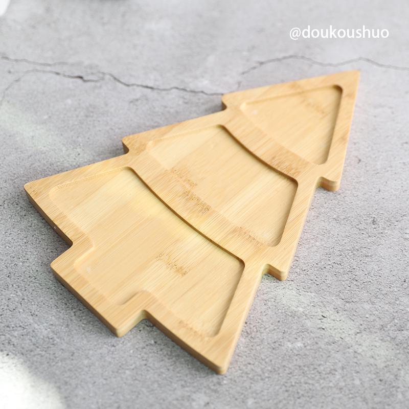 Christmas Plate & Bamboo Tray Photography Props for Kids' Meals