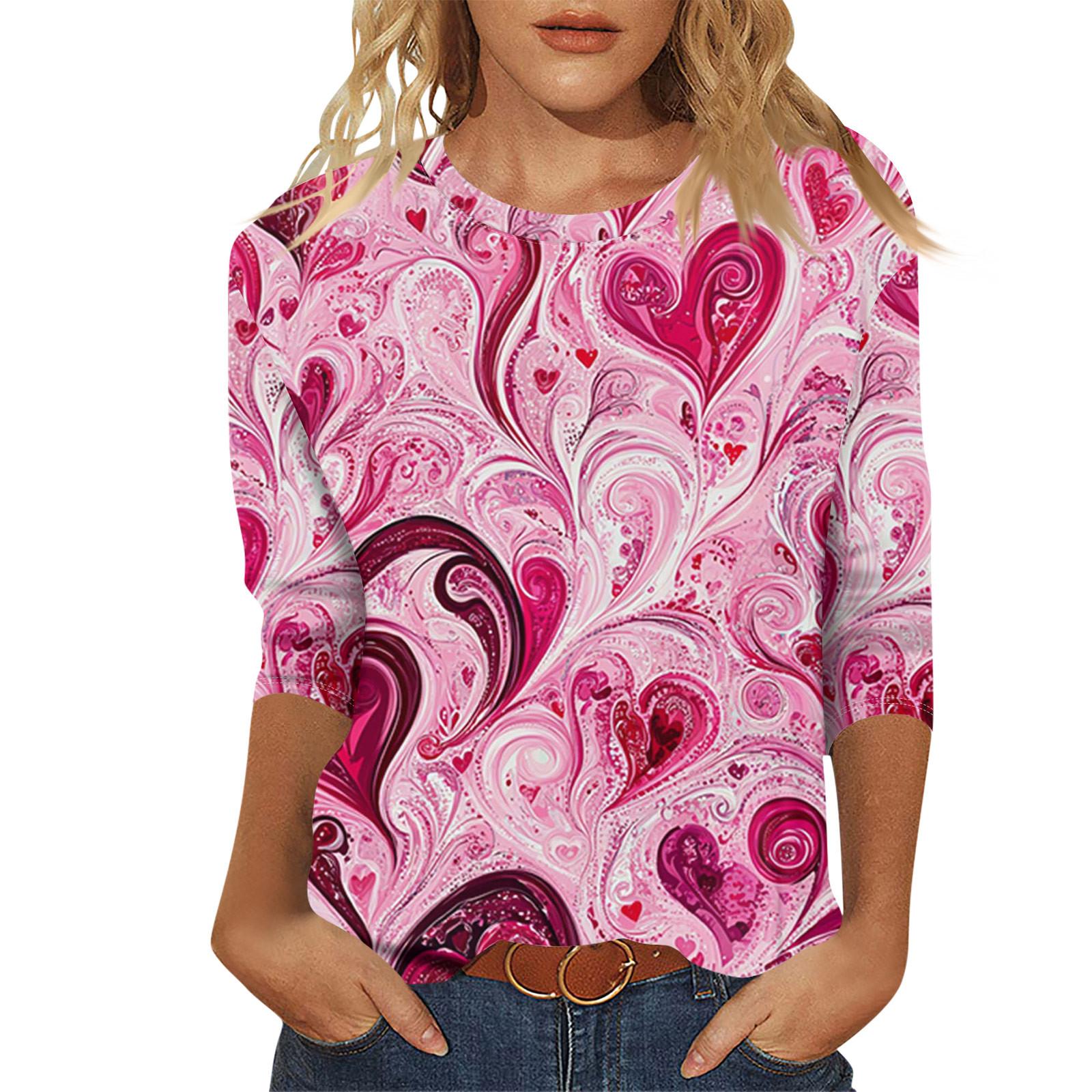 

Женский модный и повседневный свитер с рукавом семь четвертей и принтом ко Дню святого Валентина XXL