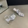 2025 Summer New Square Head Stiletto Celebrity High Word Strap Roman Sandals High Heel Sandals Women