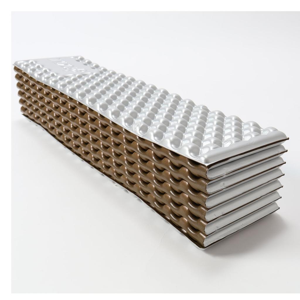 FOXTAIL Camping Mat Heavy Duty Aluminum Coating Ultra Light Outdoor Sleeping Mat IXPE UL Closed Cell Silver Matte (Brown)