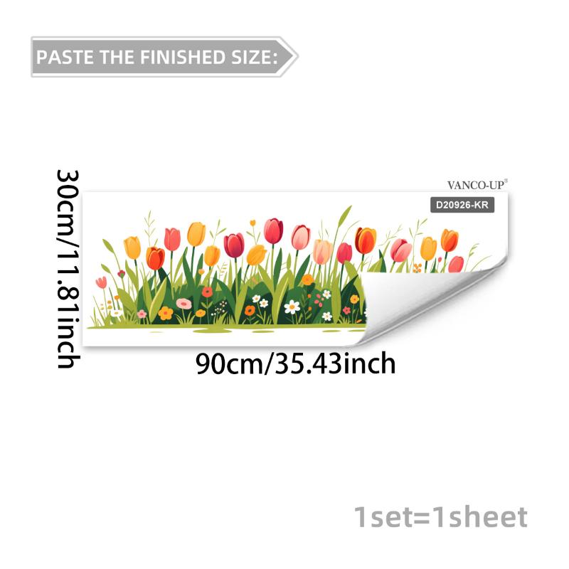 3D Tulip Flower Window Stickers Static Cling Waterproof Floral Decal Windows Decor For Home Bedroom Bathroom Glass Decoration