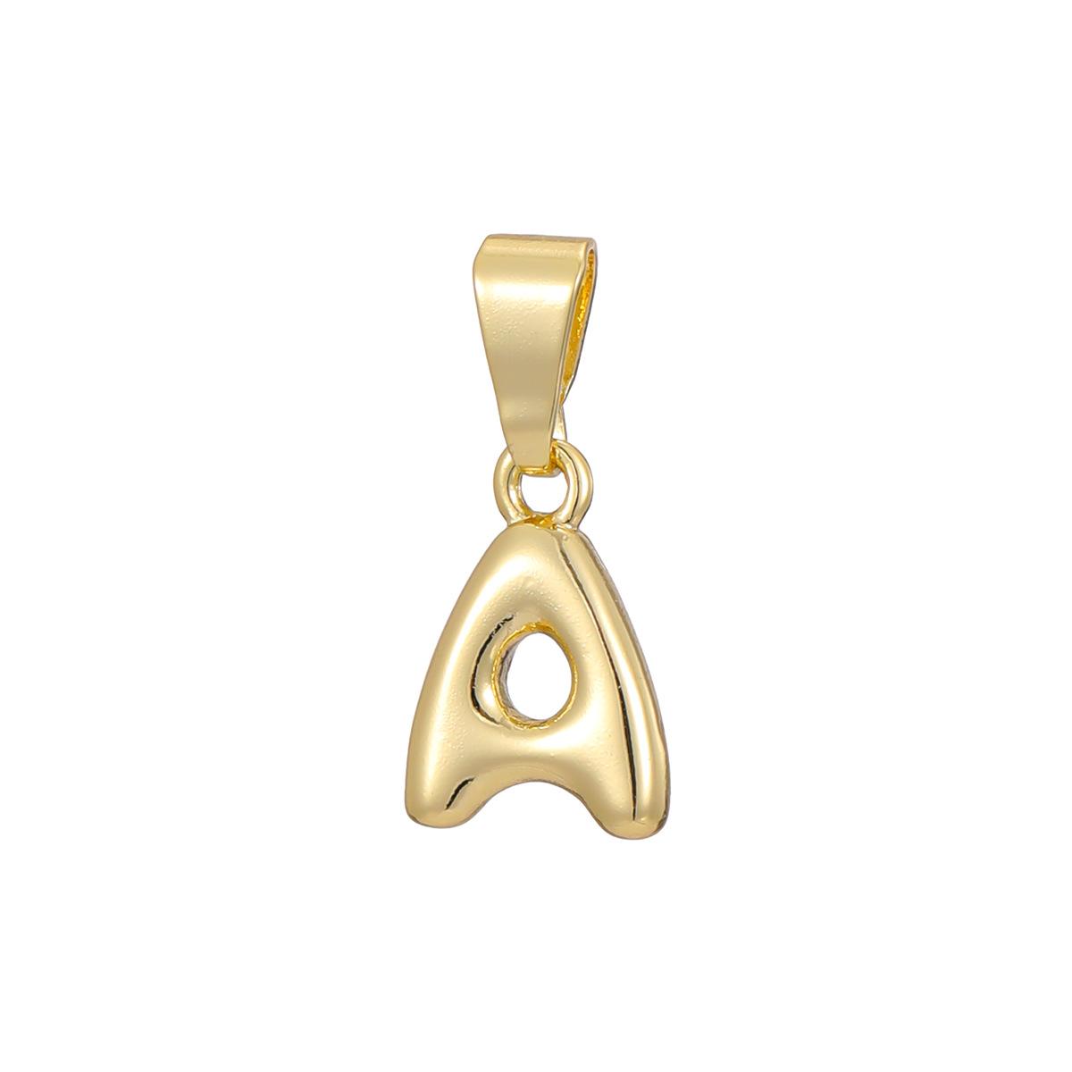 Brass Gold-Plated Letter Pendant - DIY Personalized 26-Letter Necklace One Size