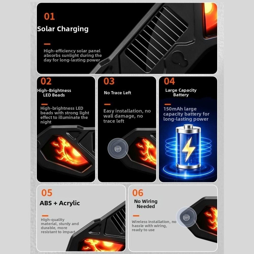 Creative Solar Warning Light Suction Cup Installation LED Atmosphere Light Universal