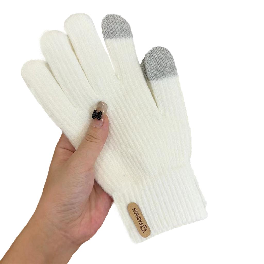 Gloves for Women In Winter, Thickened Cotton for Warmth Knit Gloves Cuff Warm Gloves Autumn Winter Soft Coldproof Touchscreen Gloves