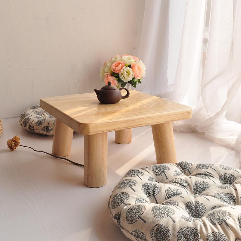 Japanese Burnt Paulownia Minimalist Tatami Stand Solid Wood Bay Window Desk Handcrafted Window-Side Table