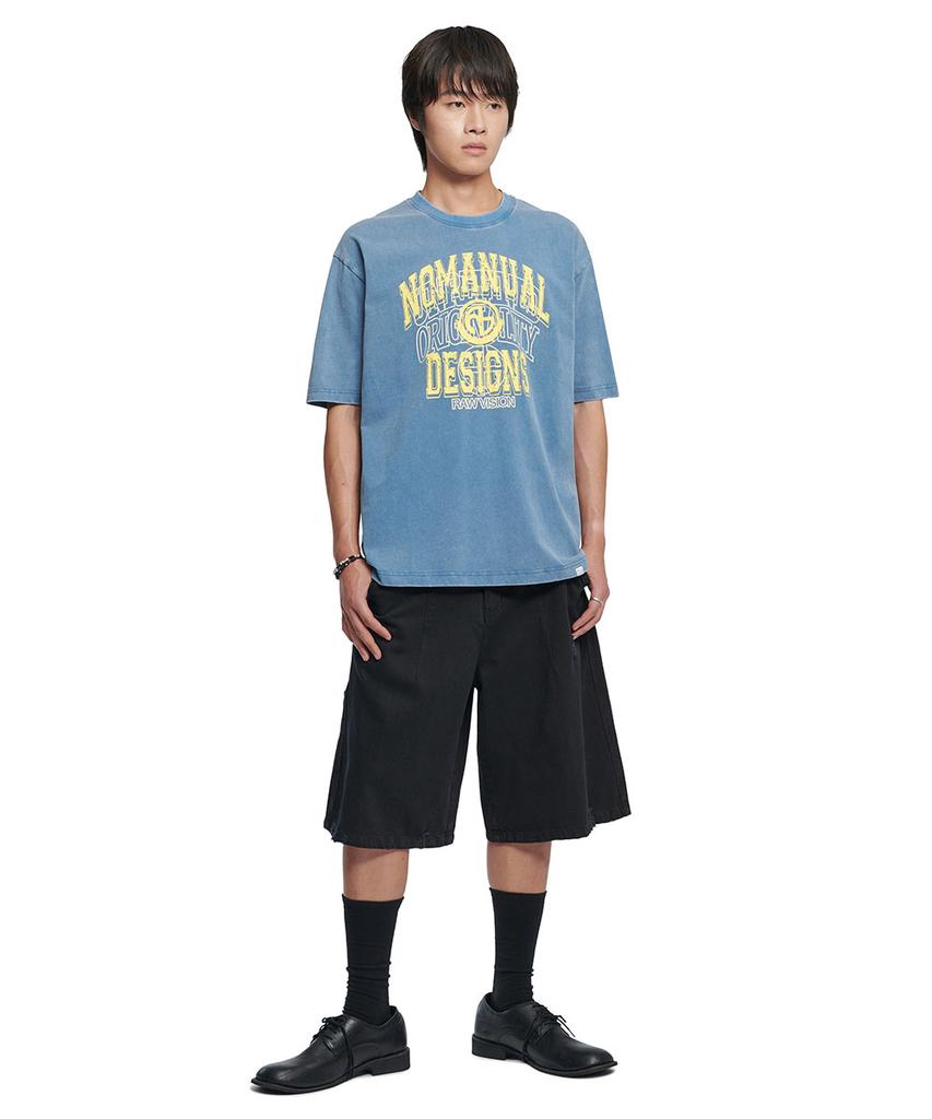 Nomaenyueol Layered Arch Graphic T-Shirt - Washed Navy