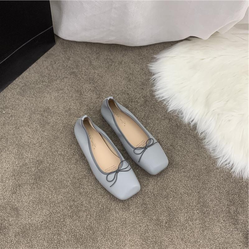 Fashion Soft PU Leather Bowtie Ballets Shoes Woman Square Toe Flats Cozy Roll-Up Moccasines Mujer Wedding Loafers Brides Dance Ballerina