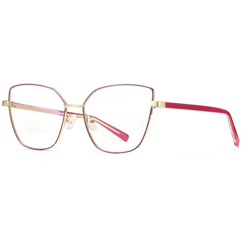 Elegant Cat Eye Reading Glasses Women Spring Hinge Metal Frame Blue Light Blocking Transparent Computer Eyeglasses