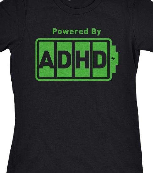 

Powered By ADHD Funny T shirt tee Unisex medication meds S