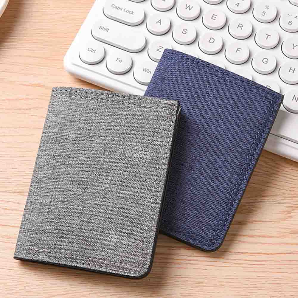 Canvas Men's Short Wallet Credit Card ID Card Holder Wallet Business Casual Slim Fit New Fashion Men's Youth Money Clip