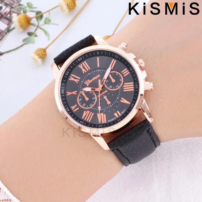 Fashion Geneva Quartz Watch Roman Numerals Three Eye Six Pin Casual Wrist Watch for Women Men Couple Stylish Dress Watch