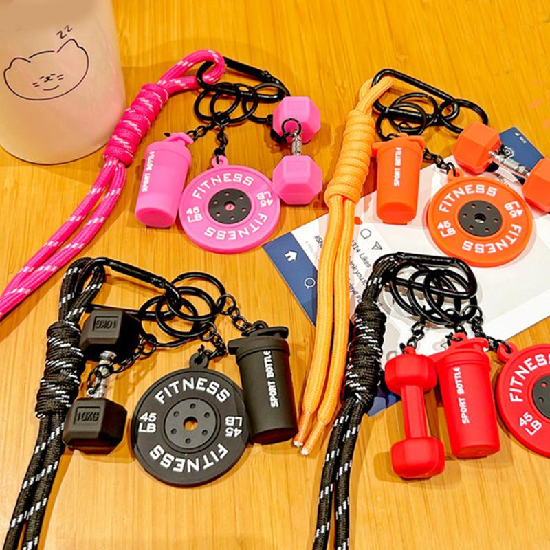 Bag Charm Detachable Barbell Plates Water Cups Simulation Dumbbells  Creative Dopamine Fitness Series Pendant