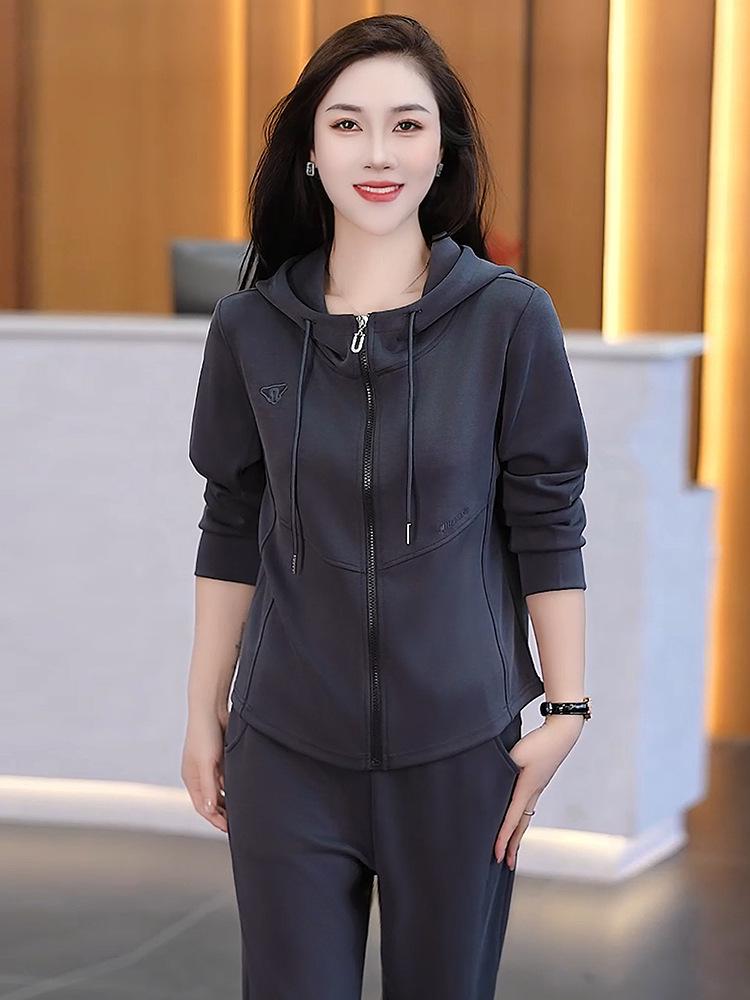 Women's Trendy Hooded Sweatshirt and Jogger Set - Spring/Autumn 2025