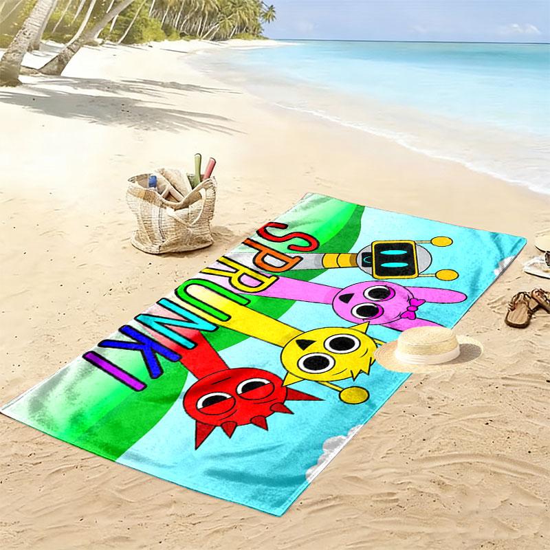 Sprunki Incredibox Print Beach Towel, Large Soft Quick Dry Towel for Beach Camping Swimming