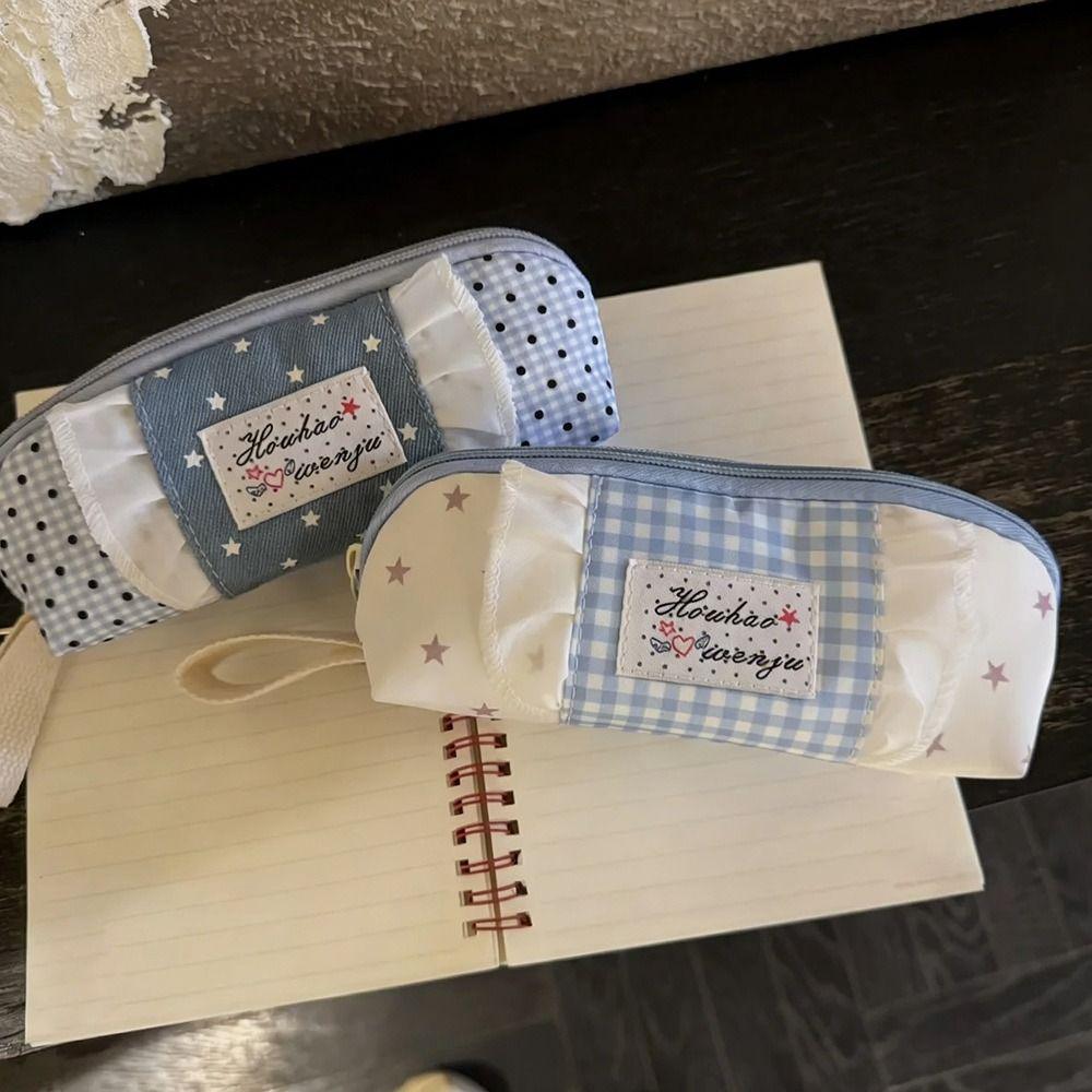 Dot Pattern Student Stationery Bag Multi-functional Makeup Pouch Cute Pencil Case