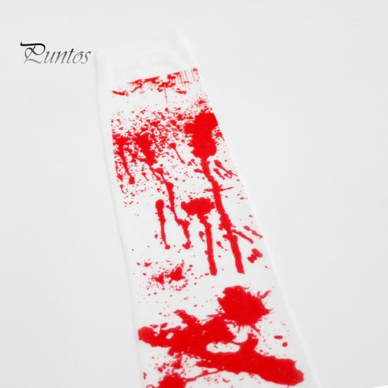 Halloween Gloves Socks Bloodstain Print Enigmatic Spooky Nurse Cosplay Haunted House NPC Prop Stretchable Festive Horror Atmosphere Decoration
