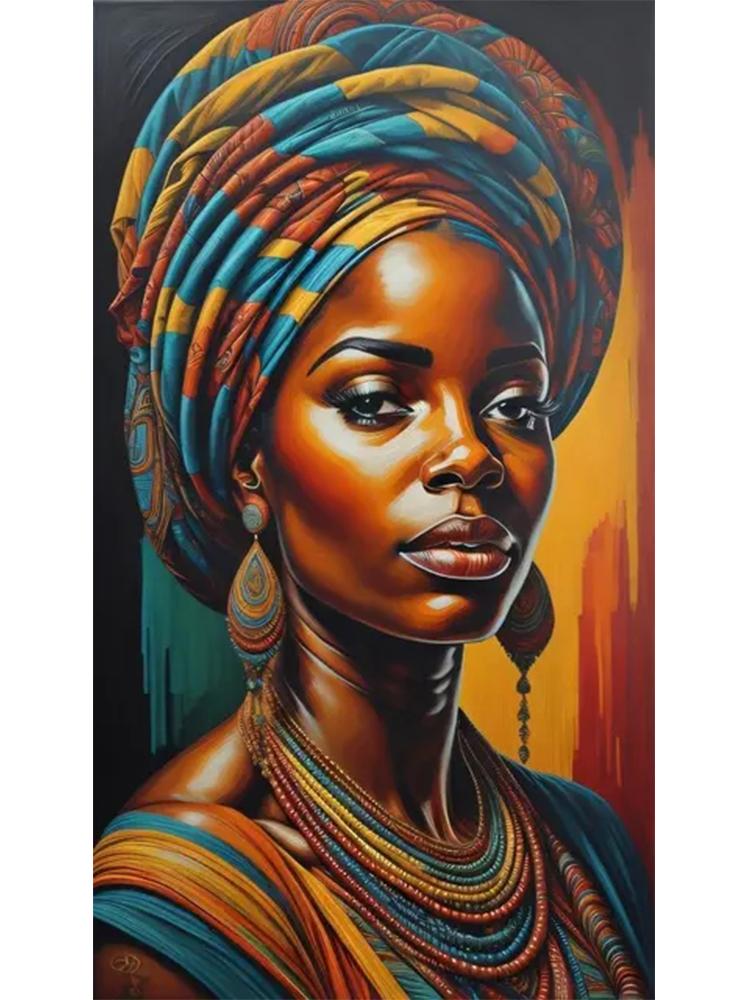 Abstract African Black Female Portrait 5DDIY Diamond Painting Art Cross Embroidery African Girl Painting Living Room Decoration