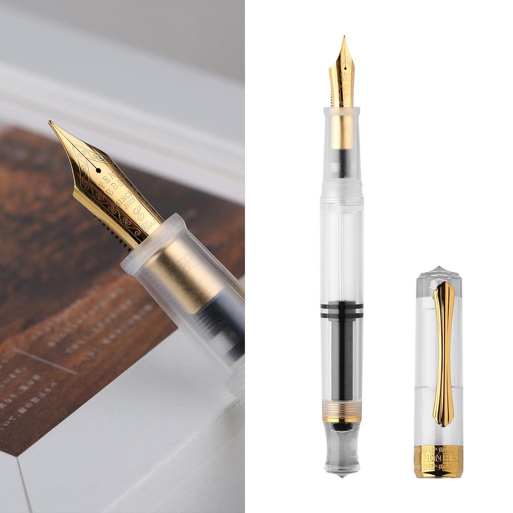PENBBS 470 Vacuum Filling Fountain Pen Blade/Round Nib Pen Large Capacity Transparent Acrylic Business Writing Gift Pen