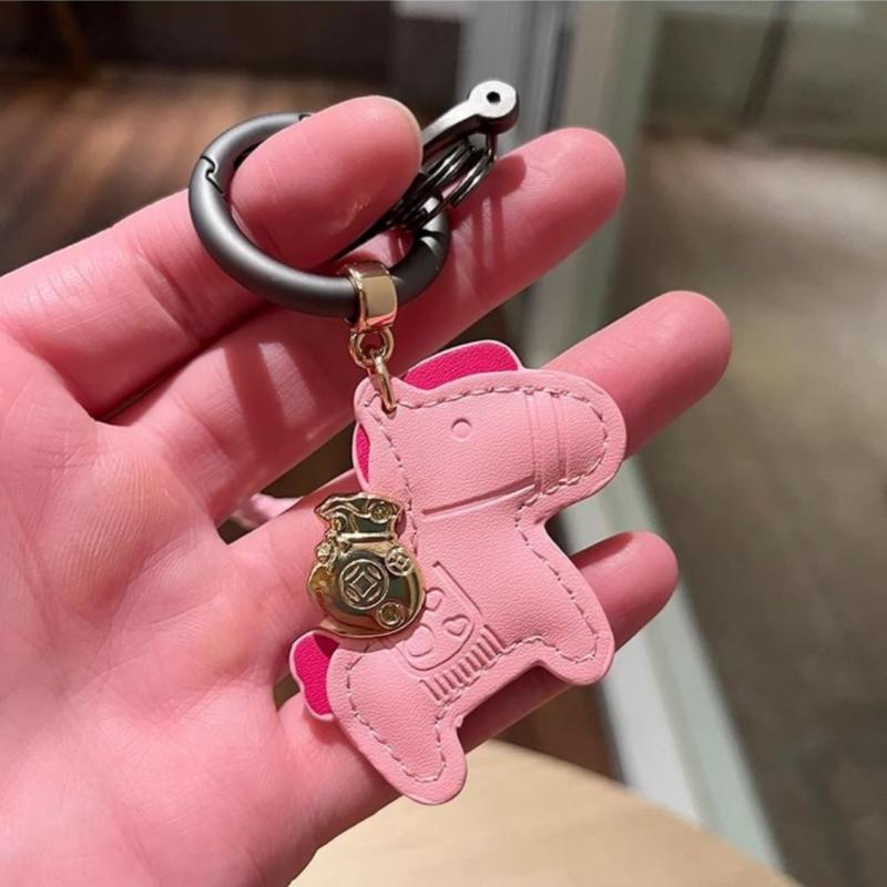 1Pcs Handmade Leather Car Keychain Pendant Exquisite Personalized Horse Key Chain Rope For Men And Women Diy Accessories