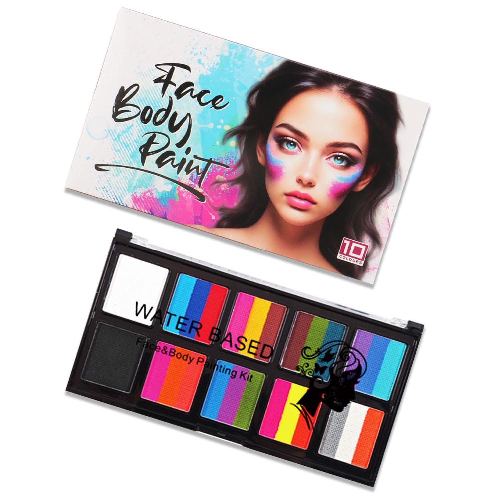 Kids' Face Paint Set: 10 Grids, 3 Colors, Water-Soluble, Easy to Clean