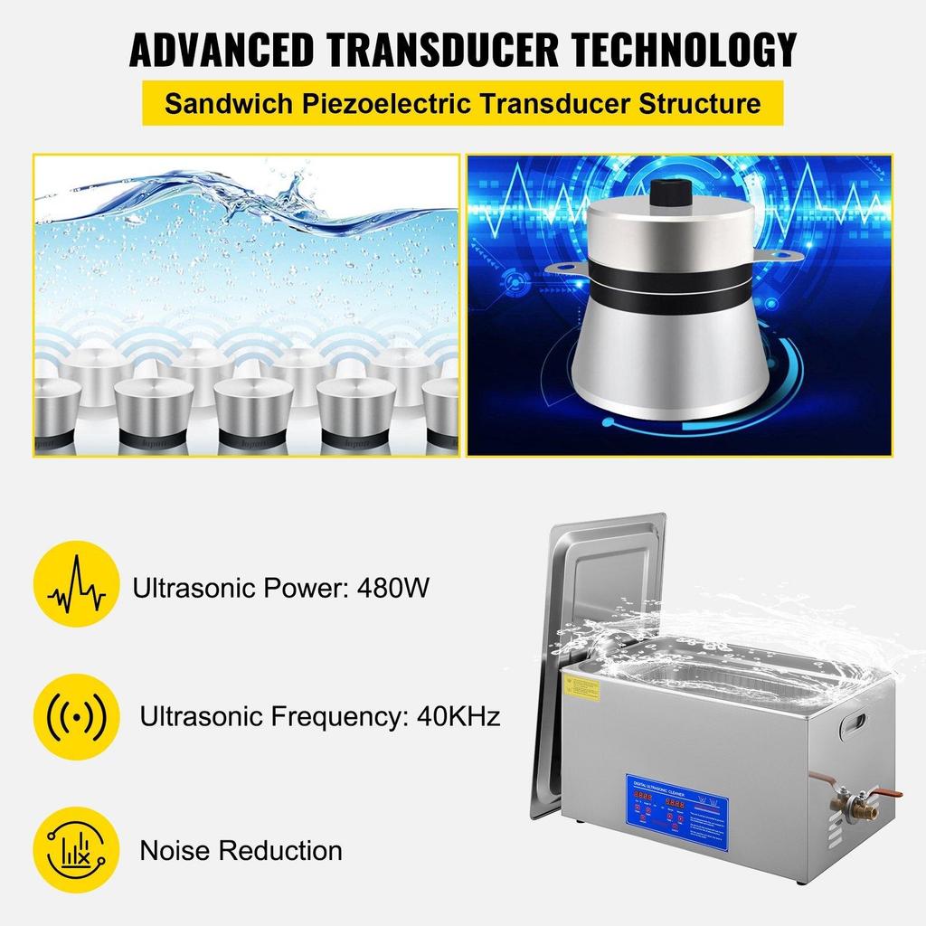 Stainless Steel Ultrasonic Cleaning Machine 22L Deep Cleaning