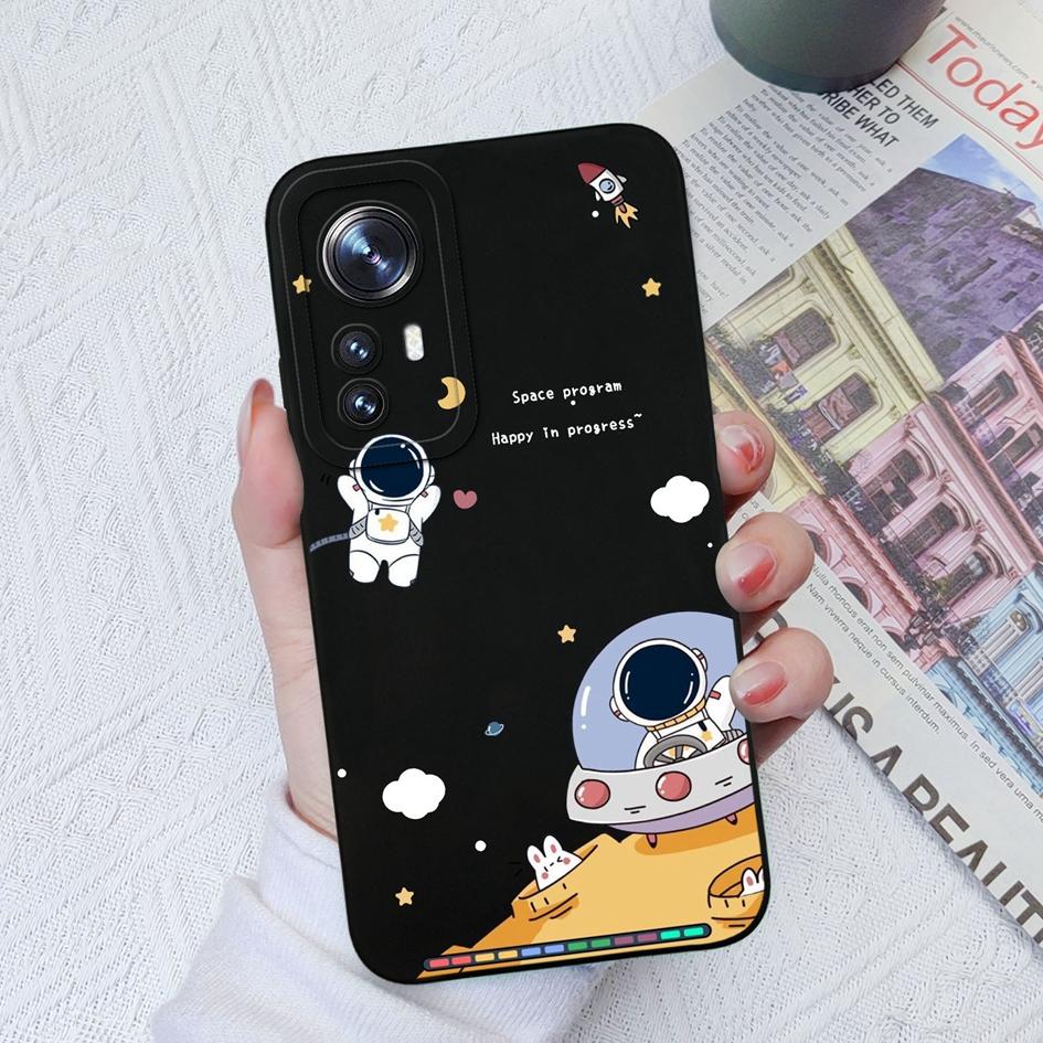 For Xiaomi 12T 12S Ultra 10T 11T 10 11 12 13 Lite 11X Pro Deksel Mote Astronaut Kamerabeskyttelse Firkantet Flytende Silikondeksel For Xiaomi Støtfanger