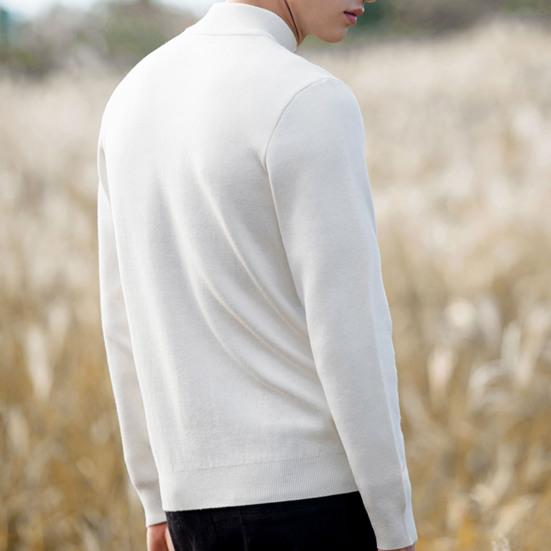 Höst Vinter Herrtröja Halvhög Krage Stickad Modal Tjock Elastisk Lång Ärm