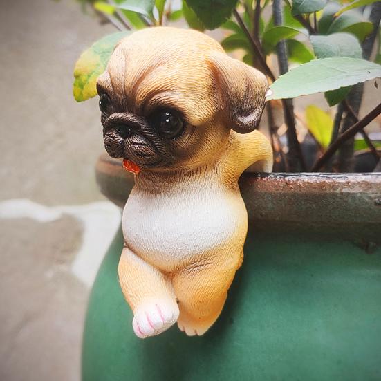 Animal Decorative Statue Mini Cat Dog Resin Ornament Compact Design Flower Pots