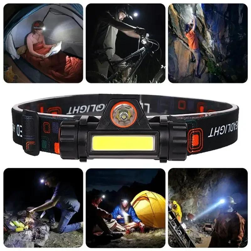 Dobíjecí COB LED USB čelovka Silný magnetický výkonný světlomet Super jasná vodotěsná čelová svítilna Pro venkovní rybaření