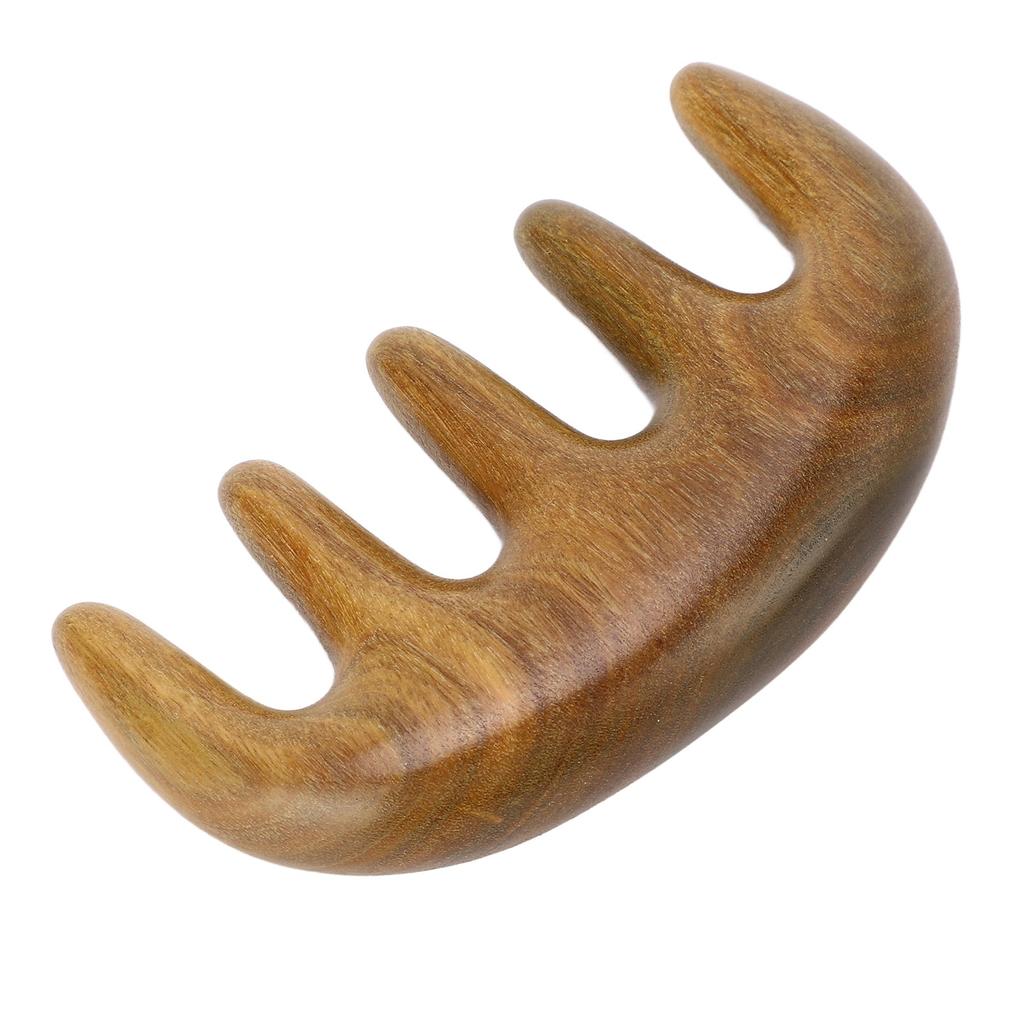 Scalping Massage Comb Handheld Green Sandalwood Massager Wide Tooth Scalping Massage Comb