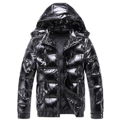 Cappotto Invernale in Cotone Goffrato Giacca con Cappuccio da Uomo Stile Coreano Lucido Abbigliamento da Uomo