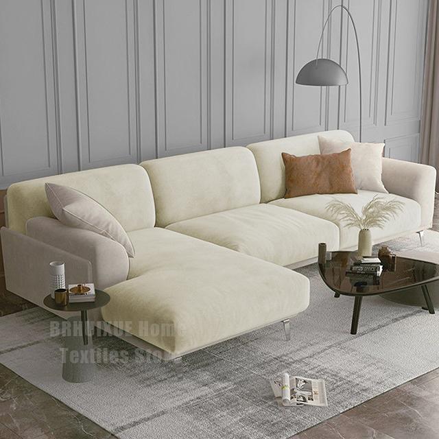 Velvet Sofa Seat Cushion Cover Stretch Plush Thicken Sofa Cover For Living Room L Shape Luxury Corner Furniture Sofa Slipcovers