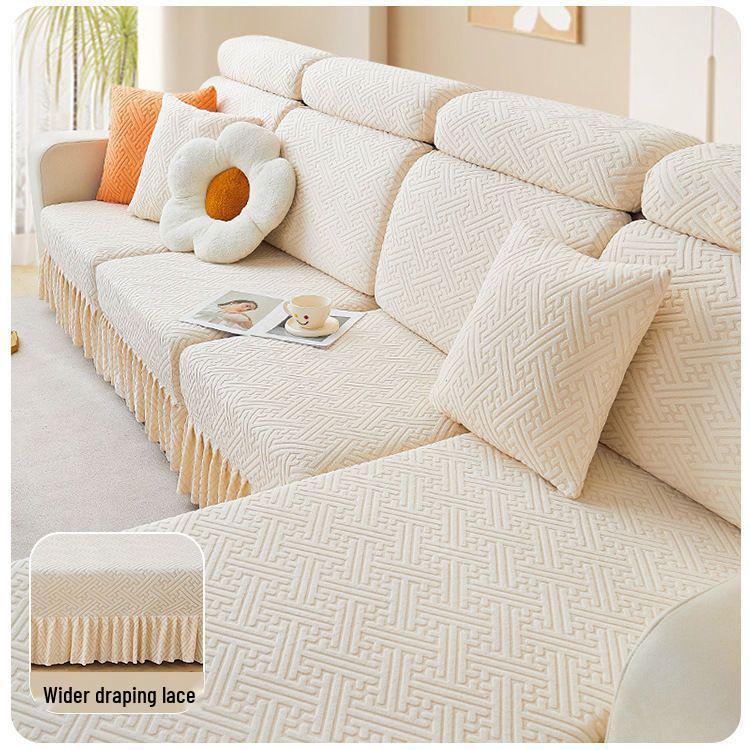 Four Seasons Universal Non-Slip Sofa Cover - Full Wrap, Simple Design for Living Room