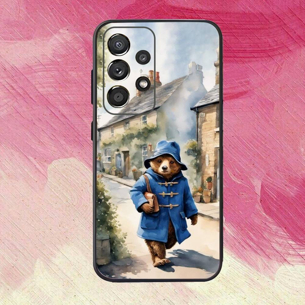 Cute P-Paddington B-Bear Phone Case For Samsung S25,S24,S21,S22,S23,S30,Ultra,S20,Plus,Fe,Lite,Note,10,9,5G Black Cover
