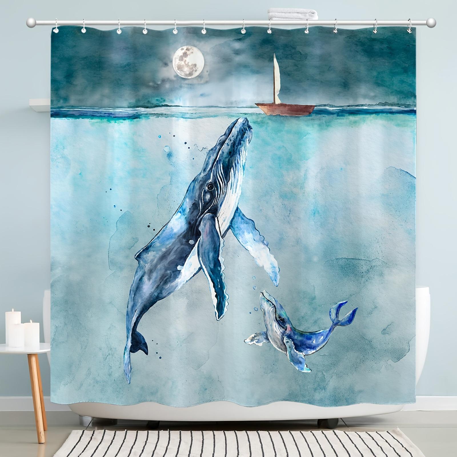 

Whale Sea Bath curtain Seaside ocean-themed Shower Curtain Washable Dirt-Resistant Shower Head waterproof Polyester Bath Curta 90x180cm