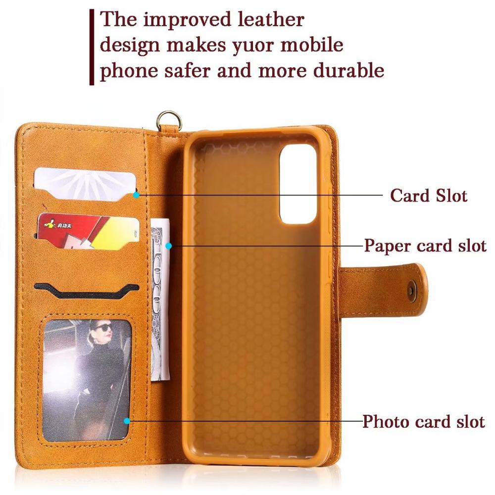Flip Wallet Detachable Leather Case for Samsung S22 Ultra S21 S20 FE Note20 S10 S9 S8 Plus Note10 9 8 Magnetic Stand Phone Cover