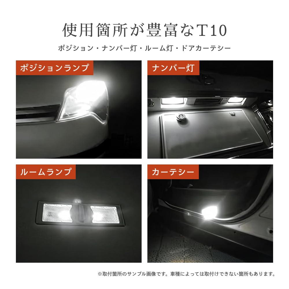 HID-YA T10 LED White Position Lamp License Plate Lamp Room Lamp 6500K Pack of 2