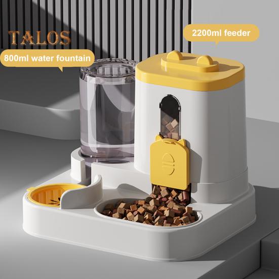 2-in-1-Futter- und Wasserspender für Haustiere, automatisches Trockenfutter- und Wasserspender-Set für kleine und mittelgroße Katzen und Hunde