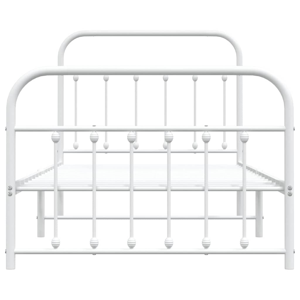 Metal Bed Frame with Headboard and Footboard White 100 x 190 cm