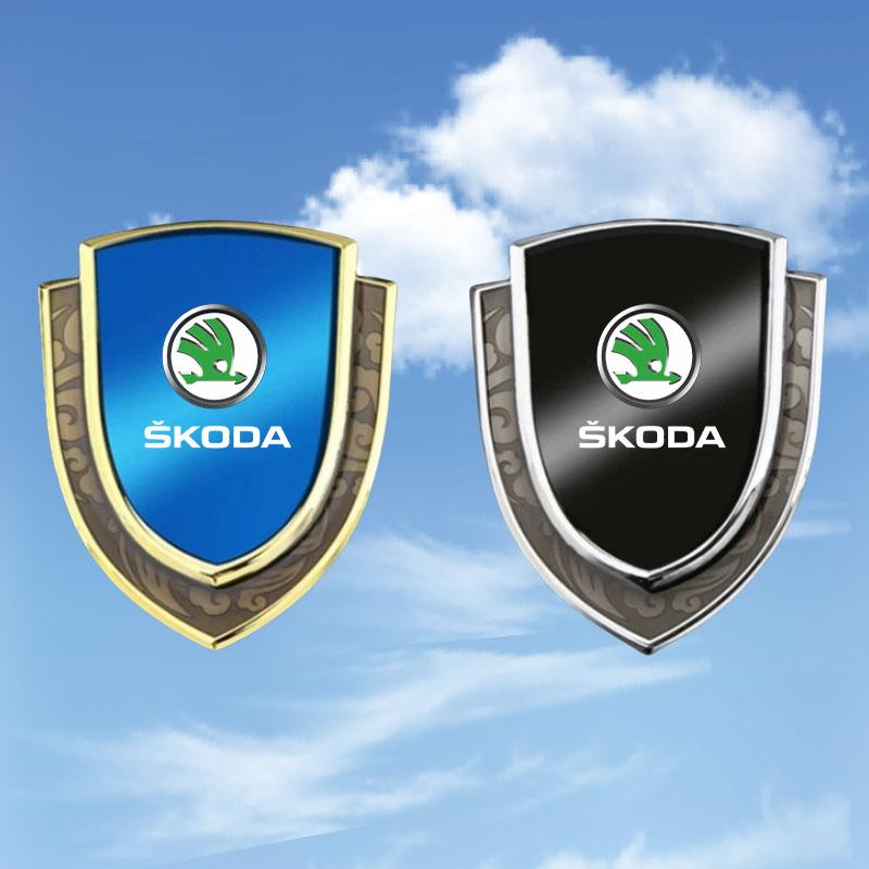 ERQY8 Car Stickers 3D Metal Accsesories for Skoda VRS Octavia 1 2 3 Rapid Kodiaq Karoq Fabia Kamiq Auto Accessory