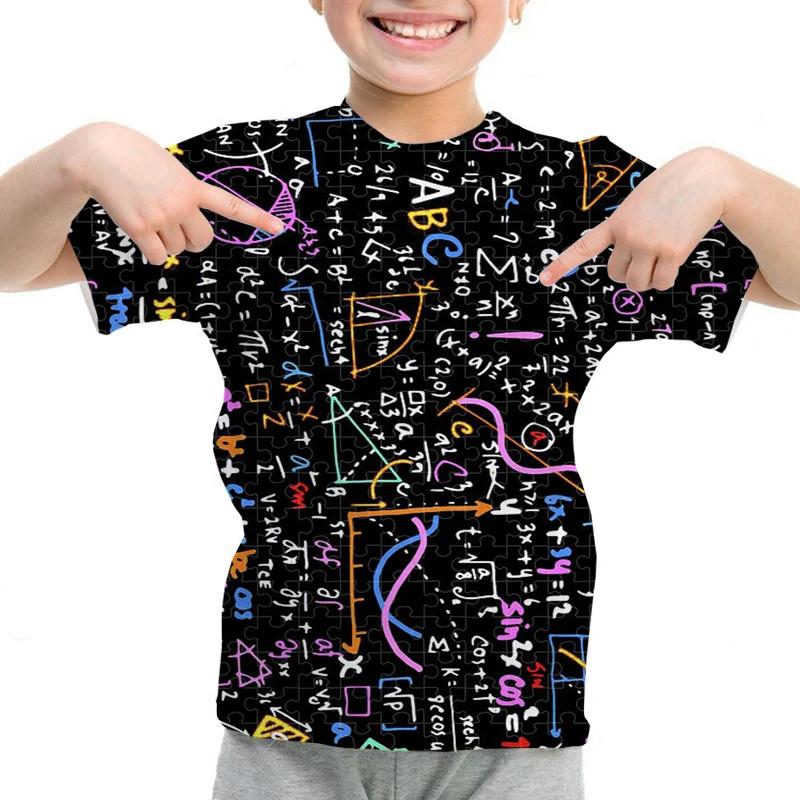 Kids Boy Girl Pi Math Print Tshirt Short Sleeve Tops Pi Day 3.14 T-Shirt Children's Clothes Summer Casual Funny O-Neck Tees