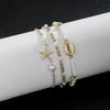 3 Pcs Beach Beaded Anklet Set for Women Vintage Summer Gold Color Starfish Shell Charms Anklet Vacation Daily Wear Jewelry Gifts