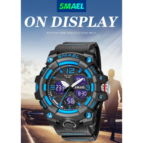 Men's and Women's Watch, Analog-Digital Dual Display Waterproof Watch, Multi-Function Military Sports Luminous Chronograph, Black