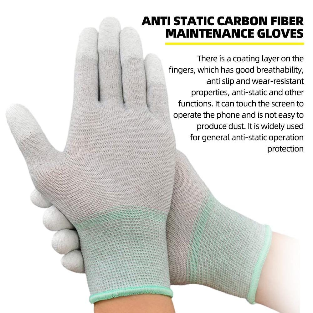 MECHANIC AS02 M L Elasticity Non-Slip Carbon Fiber Gloves Non-Slip PU Coating Layer Protective for Phone Electronic Parts Repair