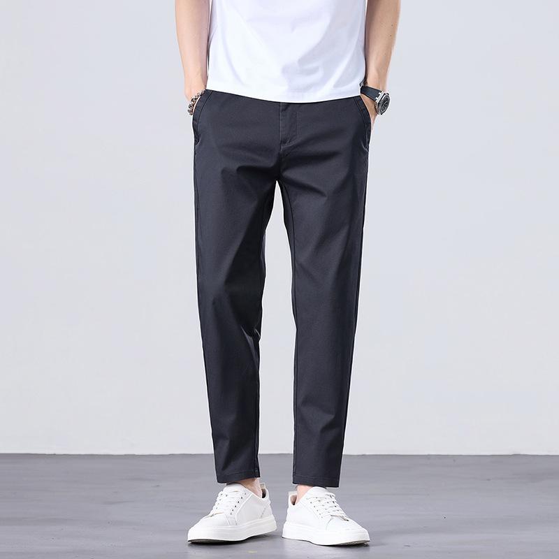 Spring and Summer New Men's Trendy Ice Silk Thin Cool Sports and Casual Stretch Straight Pinch Pants