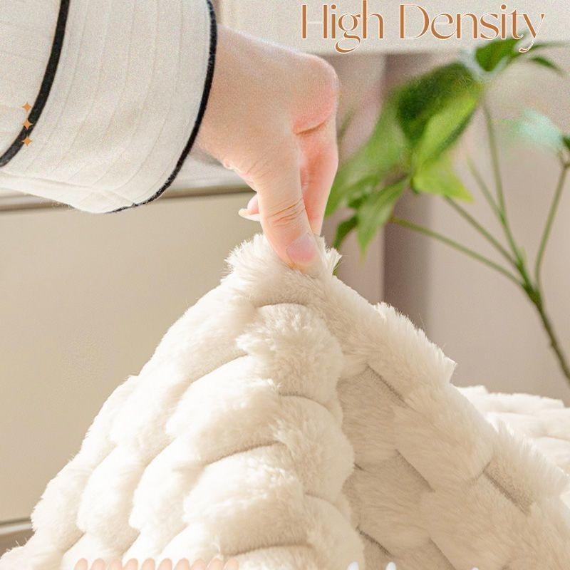 Black Plush Sofa Cushion Thick  Warm Sofa Cover Throw Pillowcase Living Room Winter Universal Seat Cushion Anti Slip Cover Cloth Slipcover Cushion