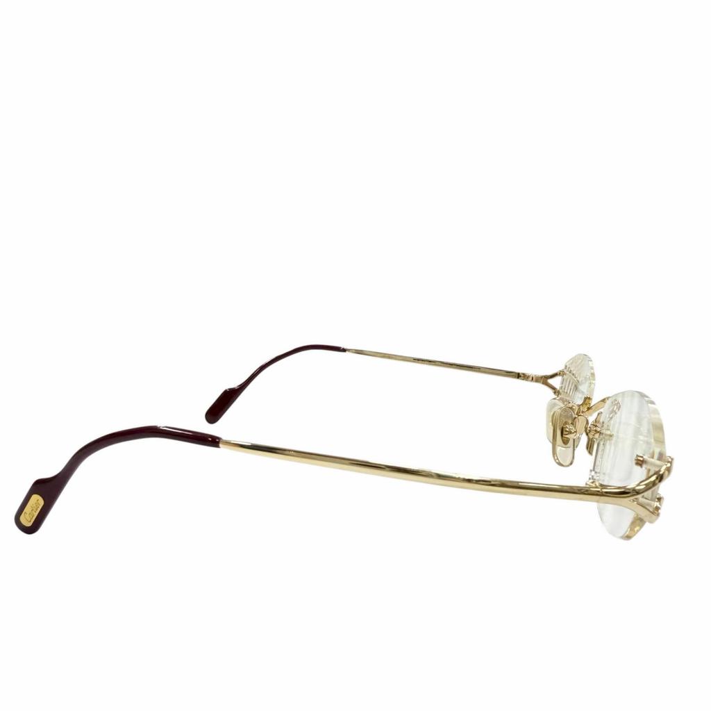 Great Cartier Glasses 2C decor Two Point Rimless gold mens Used