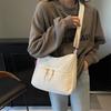 Solid Color Women's Portable Shoulder Bag Simple Female Nylon Cloth Padded Crossbody Bags Travel Purse Handbags Messenger Bag