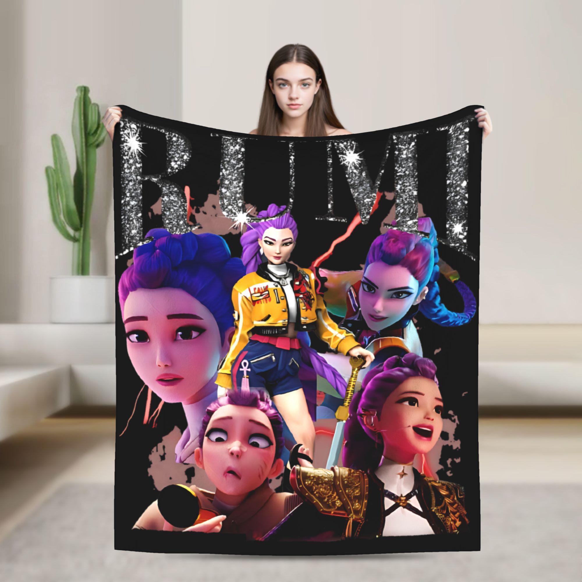 

Rumi Kpop Demon Hunters Flannel Blanket Soft Durable Throw Blanket for Couch Bed Airplane Comfortable Bedspread Sofa Bed Cover 30x40in